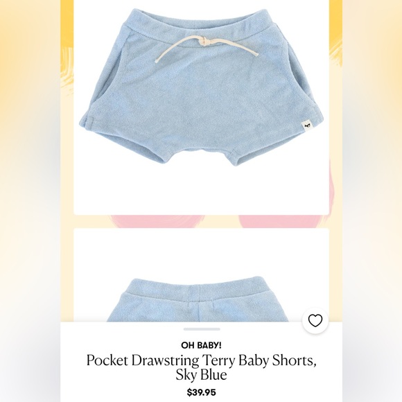 OH BABY! NWOT Pocket Terry Infant Shorts 2-pack / 3m Baby Blue & Slate Blue - Picture 7 of 7